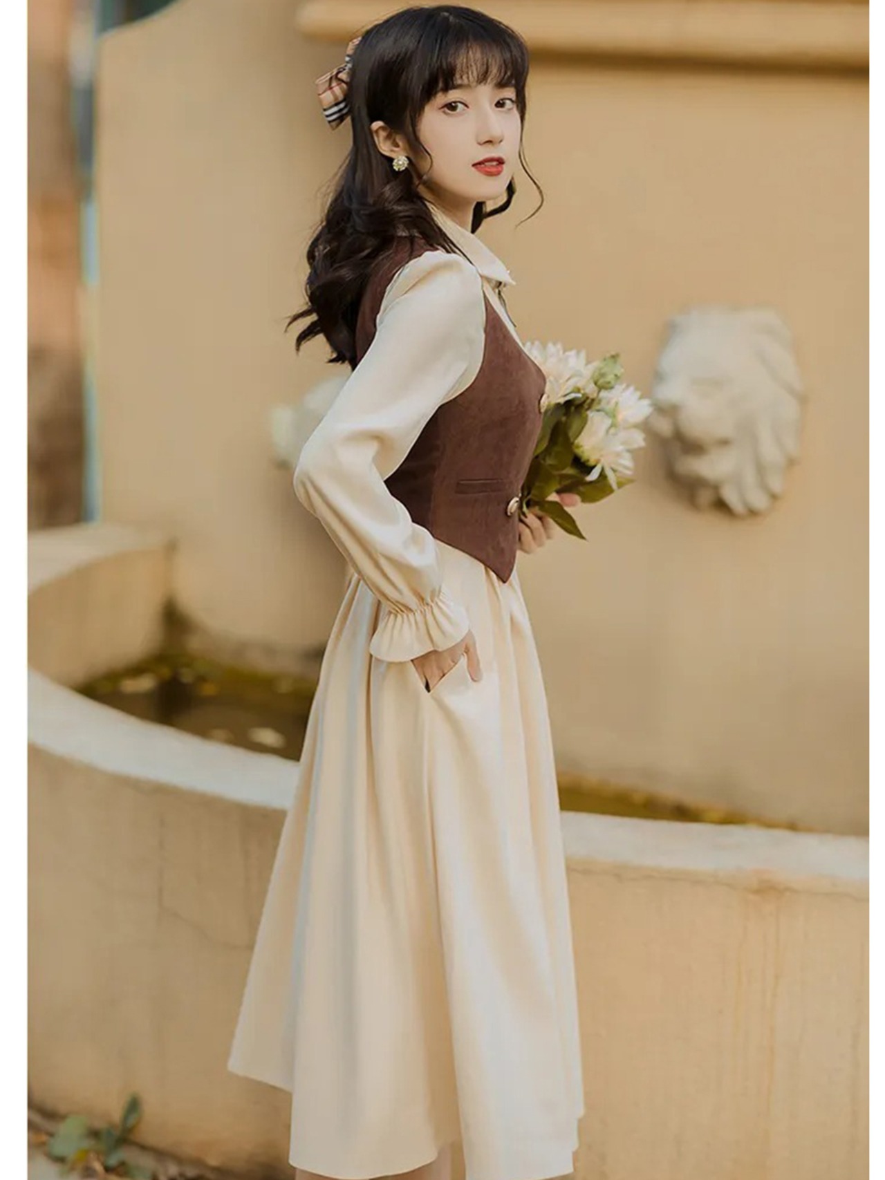 【0151】2sets Retro Style Long Sleeve Dress