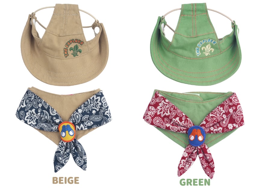 outdoor scarf & hat set 2color / 犬用 帽子 ケープ バンダナ cape スカーフ アクセサリー ドッグウェア ペット用 cap 被り物 お揃い 撮影会 インスタ映え 小型犬 お出かけ キャップハット ban20