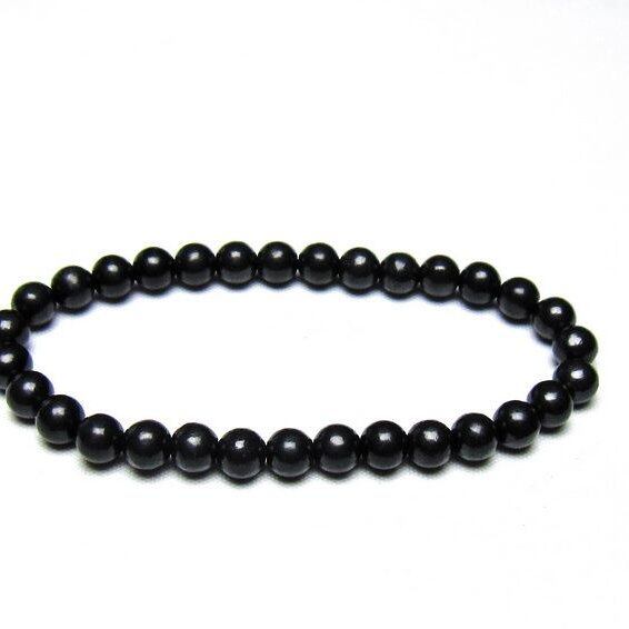 シュンガイト ブレスレット 6mm 一点物 メール便可 111-49657