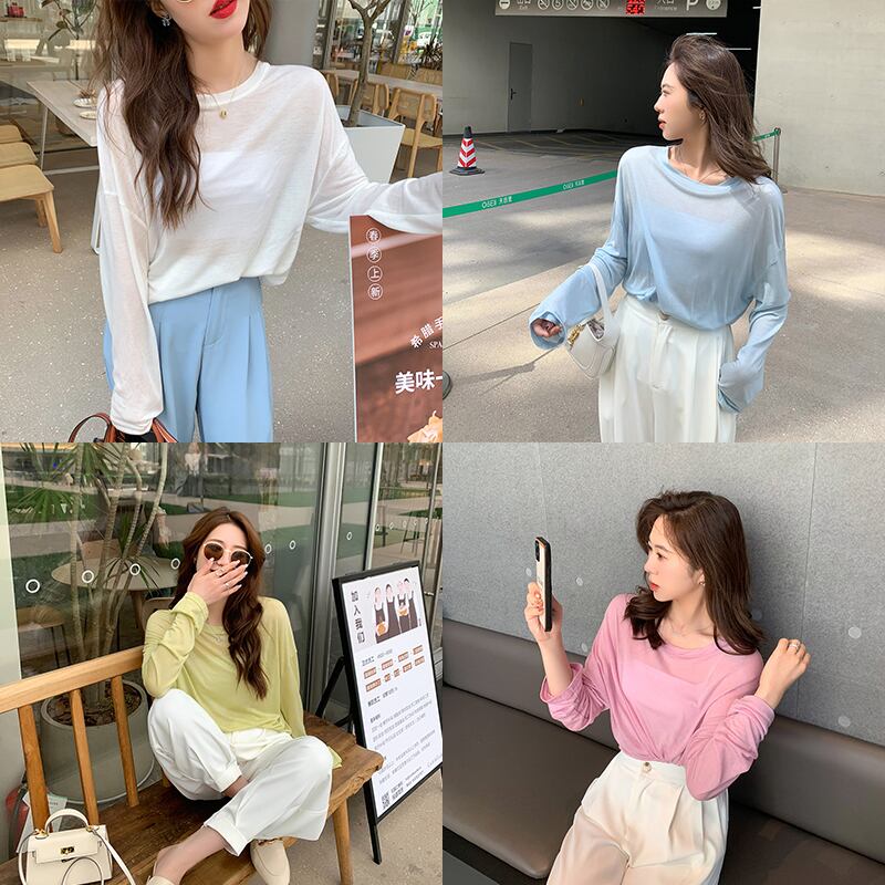 サマーTシャツ 薄手トップス ロング 夏物 6Du_Shop_Women7778029604