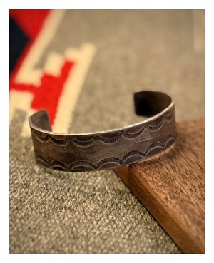 Early Southwestern Hand-Stamped Silver Plate Cuff (c. 1900-1920s)