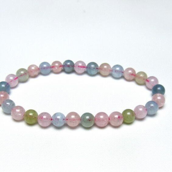 ミックスカラーベリル ブレスレット 6mm 一点物 メール便可 [M便 1/10] 111-48838