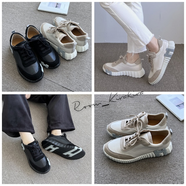 牛革製Hスニーカー