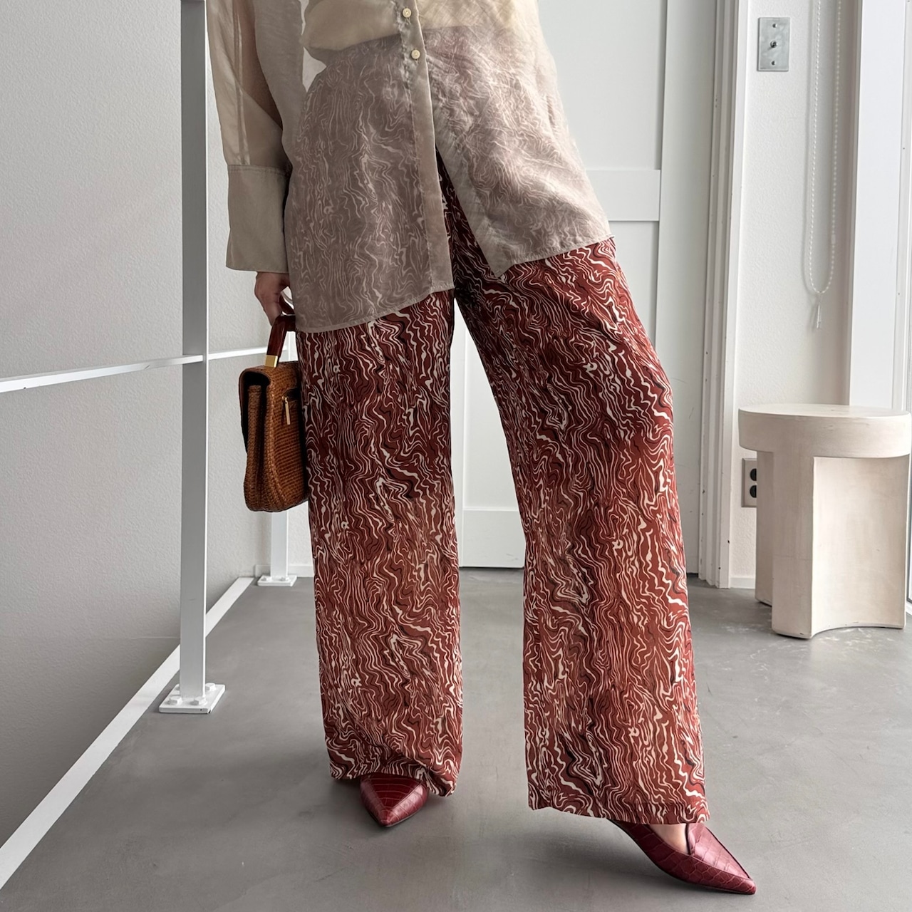 ウェーブペイント柄PT/オレンジブラウン