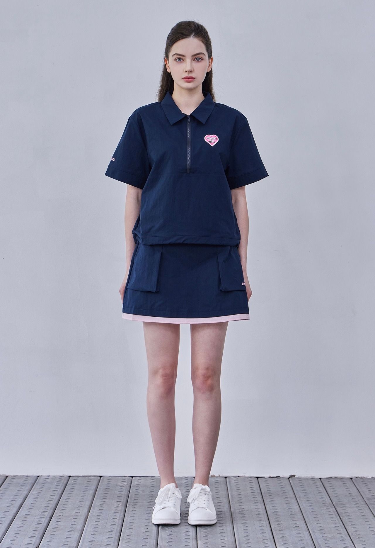 GOXO ゴーエックスオー フォーリングインゴルフシャツツーピースネイビー