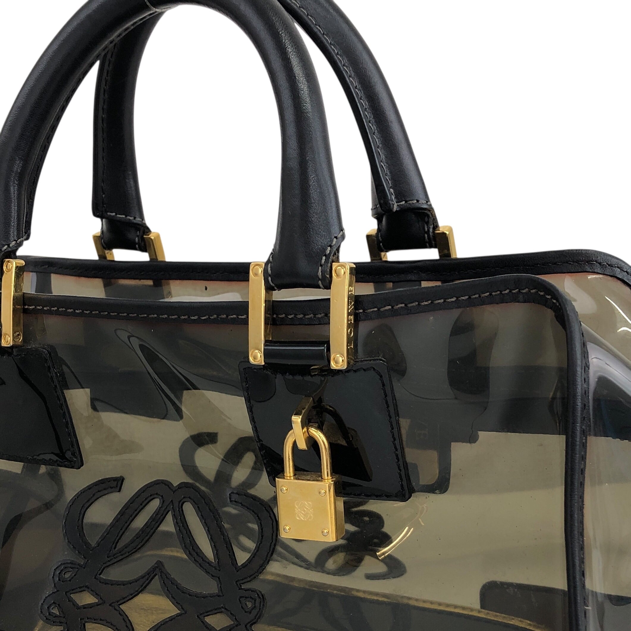 LOEWE ロエベ アマソナ ハンドバッグ ブラック アナグラム ビニール