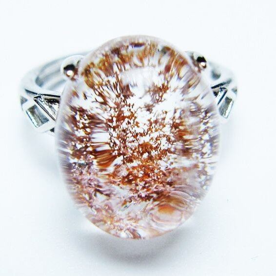 ガーデンクォーツ 指輪 ガーデン水晶 リング フリーサイズ 14号 一点物 メール便可 [M便 1/20] 115-6904