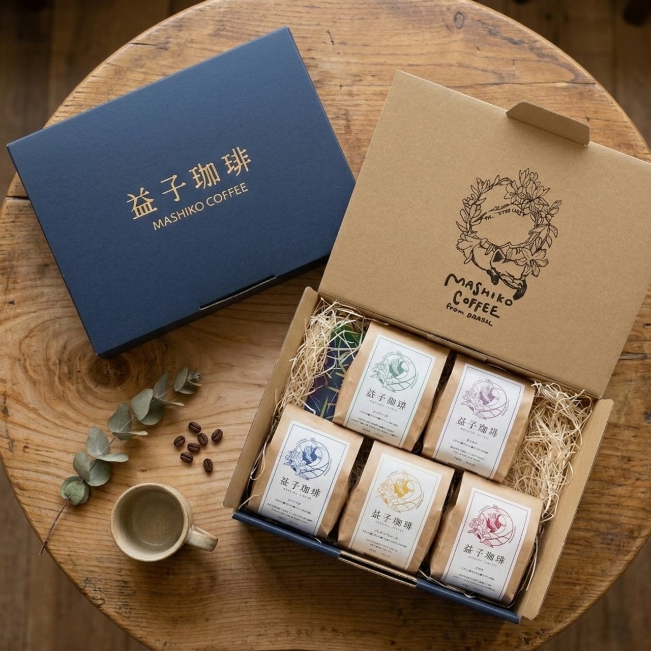 益子珈琲　シングルオリジン　ミニサイズギフトセット(粉・豆)　100g×5種