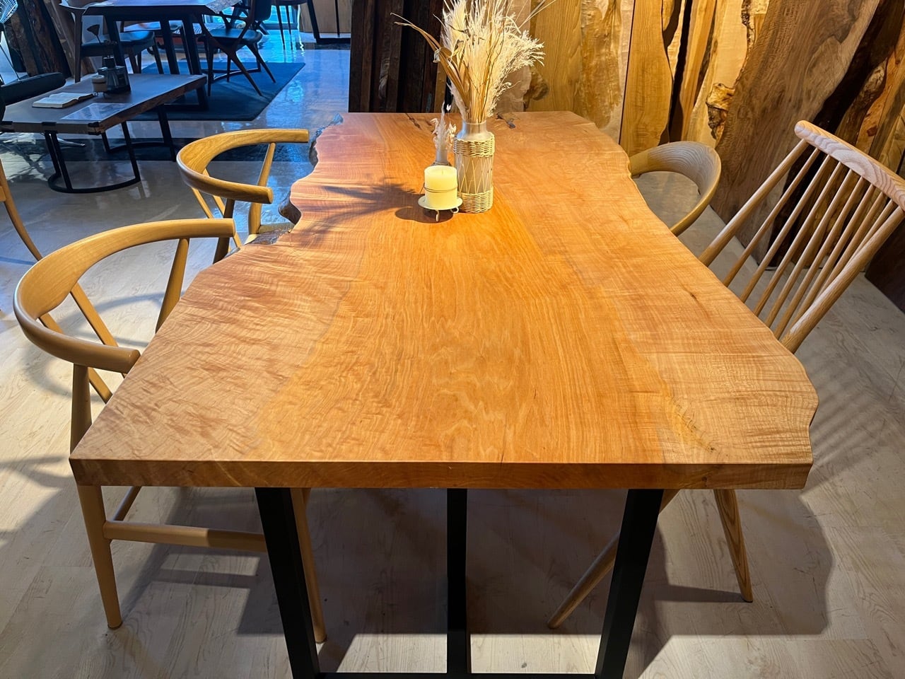 NB　T足会議テーブル　ワークテーブル　メープル木目天板『中古良品』Ｗ1200ｘ750　H700 メープル_2300×800‐850‐910×60_柏店_テーブル天板/一枚板 19596 | 千年
