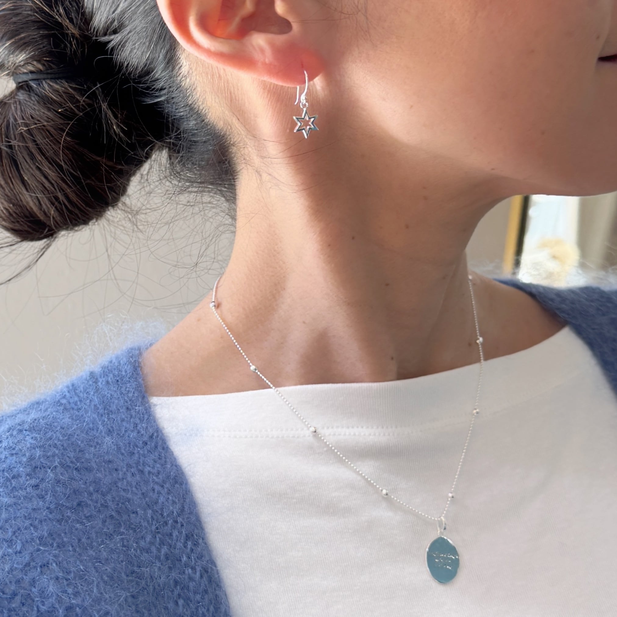 六角 スター フック ピアス 月星 ◇◇ 小さめピアス プチピアス Small
