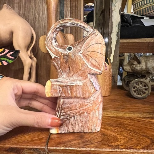Carved wooden elephant L　木彫り象　L　オブジェ　アニマル　動物　象　ゾウ　Object　Elephant　animal