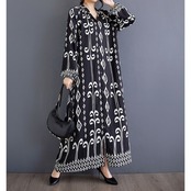 幾何学模様 ボタンフロント ワンピース  00128