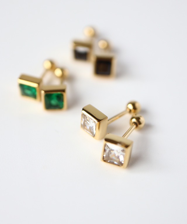 ジルコニアスクエアピアス/023128