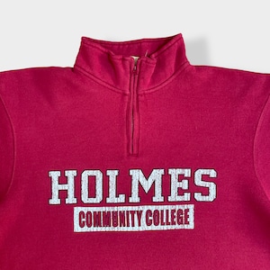 【the game】カレッジロゴ ホルムズ・コミュニティ大学 HOLMES COMMUNITY COLLEGE ハーフジップ スウェット プルオーバー プリントL US古着