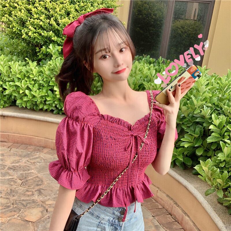 センスニッチコレクションウエストスリミングライトマチュアシャツニューサマー2020レトロチェック柄優しい風ブラウス女性 1号婦人25984244024