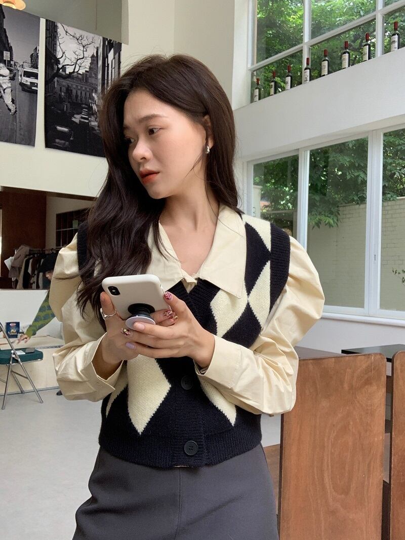 ジャケット オータムスタンダードカジュアルシャツ ニット ロング レトロ 秋物 ビッグFスモールZ韓国22382307868