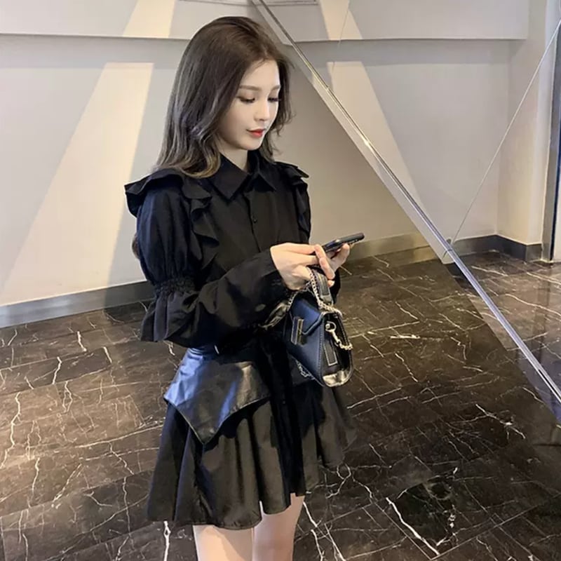 フリル で ガーリーゴシック気分 ベルト付き 2ピースセット ミニ ワンピース ミニ丈 ウエストリボン 襟付き 女っぽ フェミニン ガーリー モテコーデ デート 韓国 Lamitte Deco トレンド 韓国ファッション ショップ Base店 フリル で ガーリーゴシック気分 ベルト付き 2ピースセット ミニ ワンピース ミニ丈 ウエストリボン 襟付き 女っぽ フェミニン ガーリー モテコーデ デート 韓国 Lamitte Deco トレンド 韓国ファッション ショップ Base店