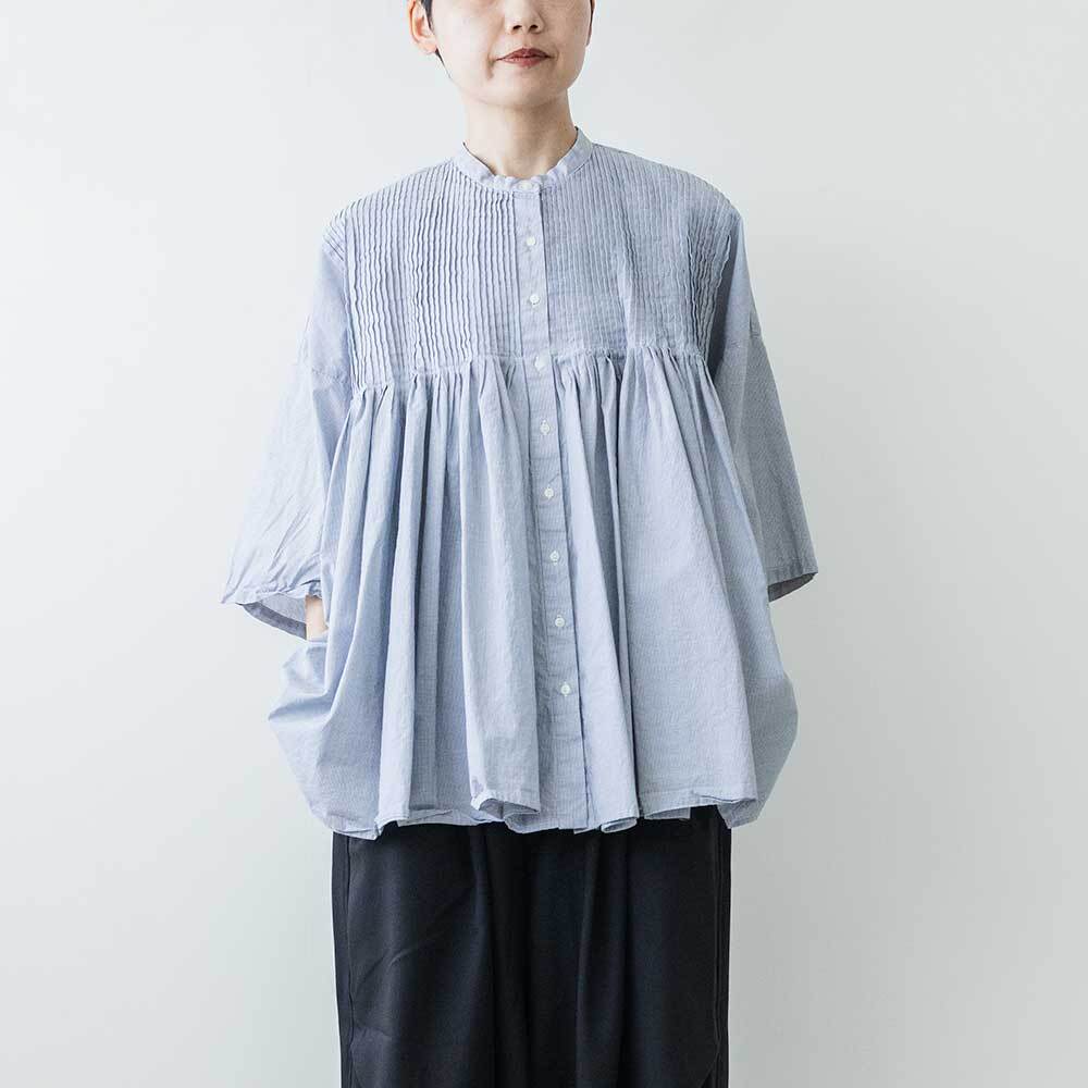 【美品】mizuiroind スタンドカラーピンタックスリーブワンピース mizuiro ind スタンドカラーピンタックシャツ | LASQ store | ラスク