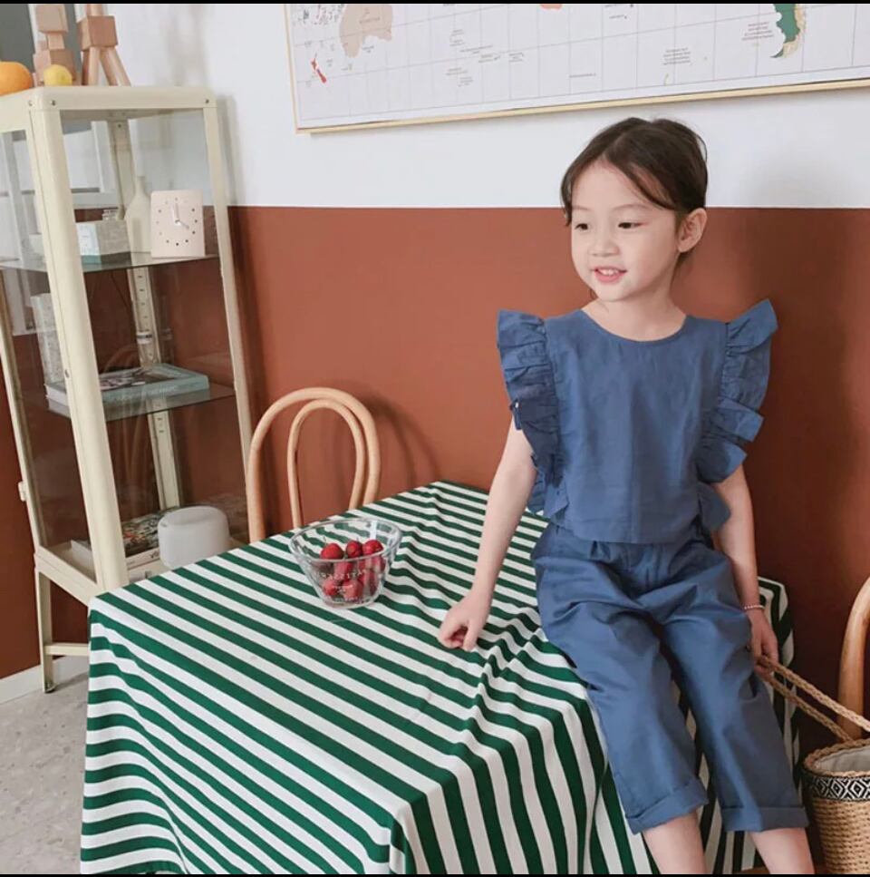 バッグリボンセットアップ…..海外子供服 女の子 フリル プチプラ サマー