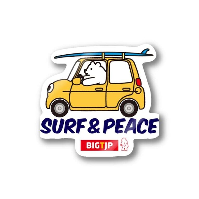 ヒグマSURF＆PEACEドライブ・ステッカー 80mm×80mm