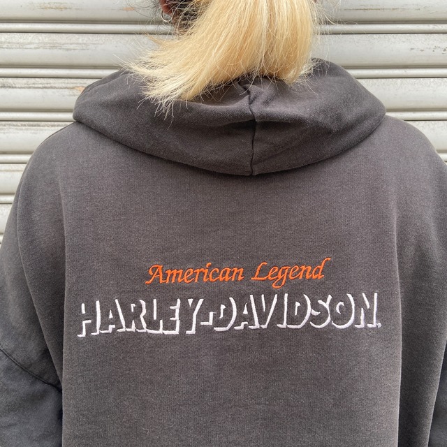 90s USA ハーレーダビッドソン　ハーフジップスウェットパーカー　黒　XXL