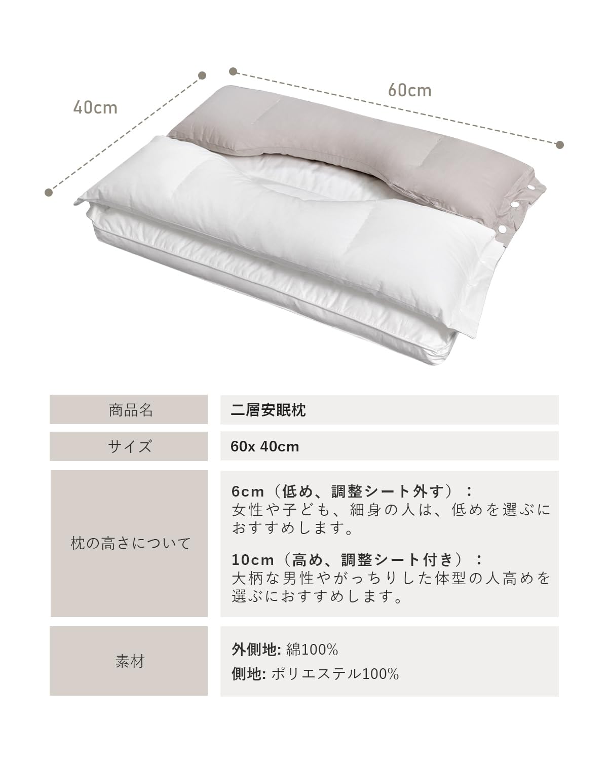 人気商品】YOIIYO 枕 首が痛くならない 人気 まくら 安眠枕【二層構造