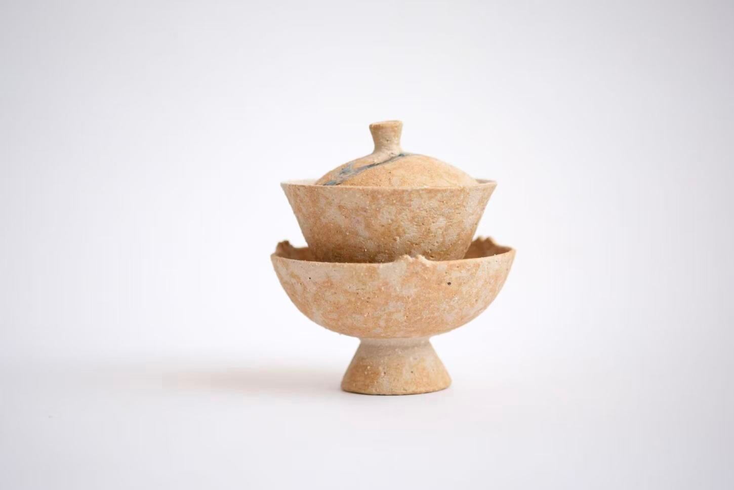 松本郁美 Ikumi Matsumoto - 灰陶加彩蓋碗 lidded cup | Road of Tea