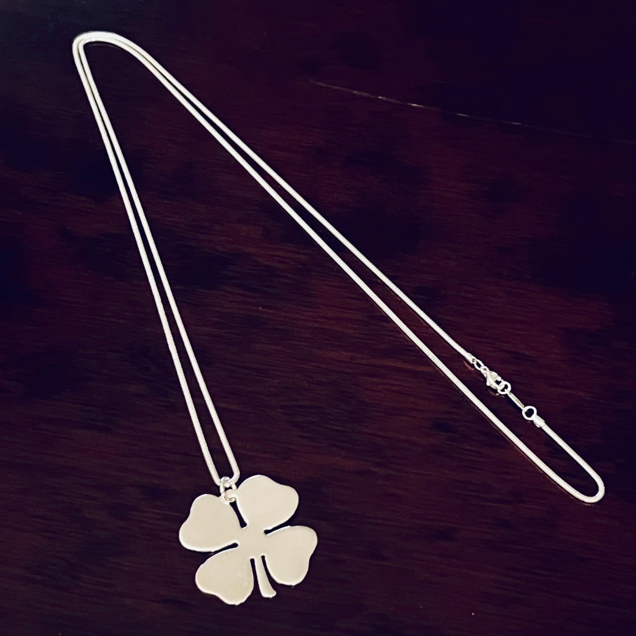 VINTAGE TIFFANY & CO. Four Leaf Clover Pendant Long Necklace