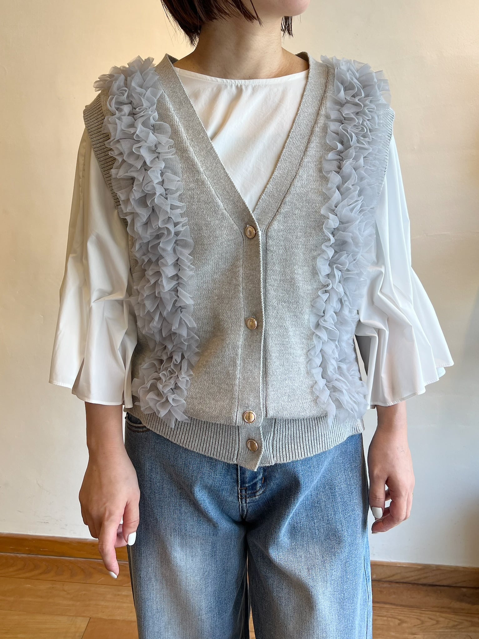 MARGAUX VINTAGE / チュールフリルベスト | anouk