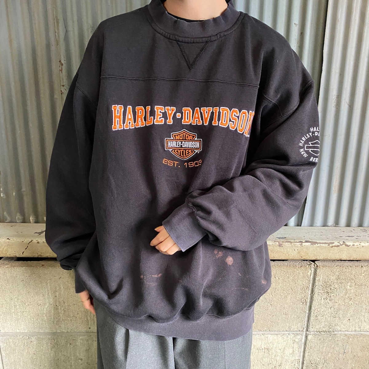 ハーレーダビッドソン ロゴ刺繍 スウェット メンズXL相当 古着 Harley 