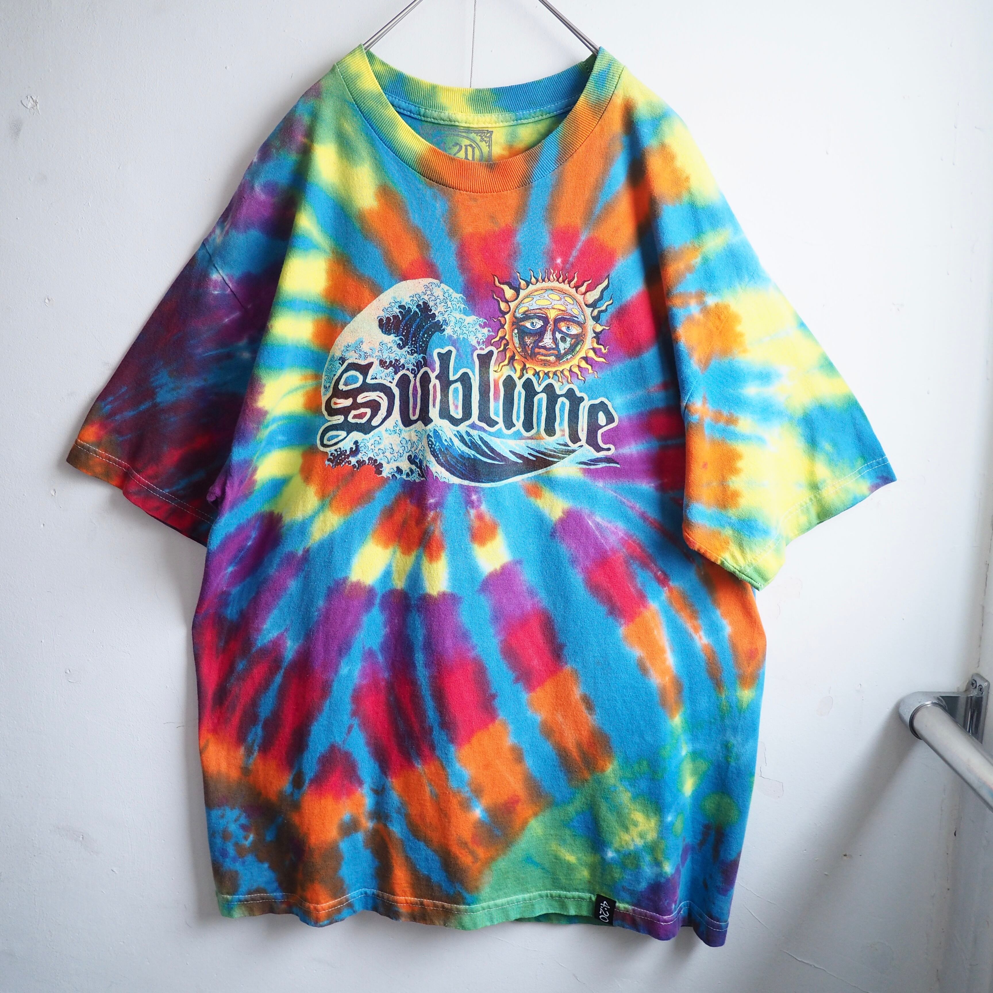 ” Sublime ” Sun and Waves Tie dye dyeing loose Tee