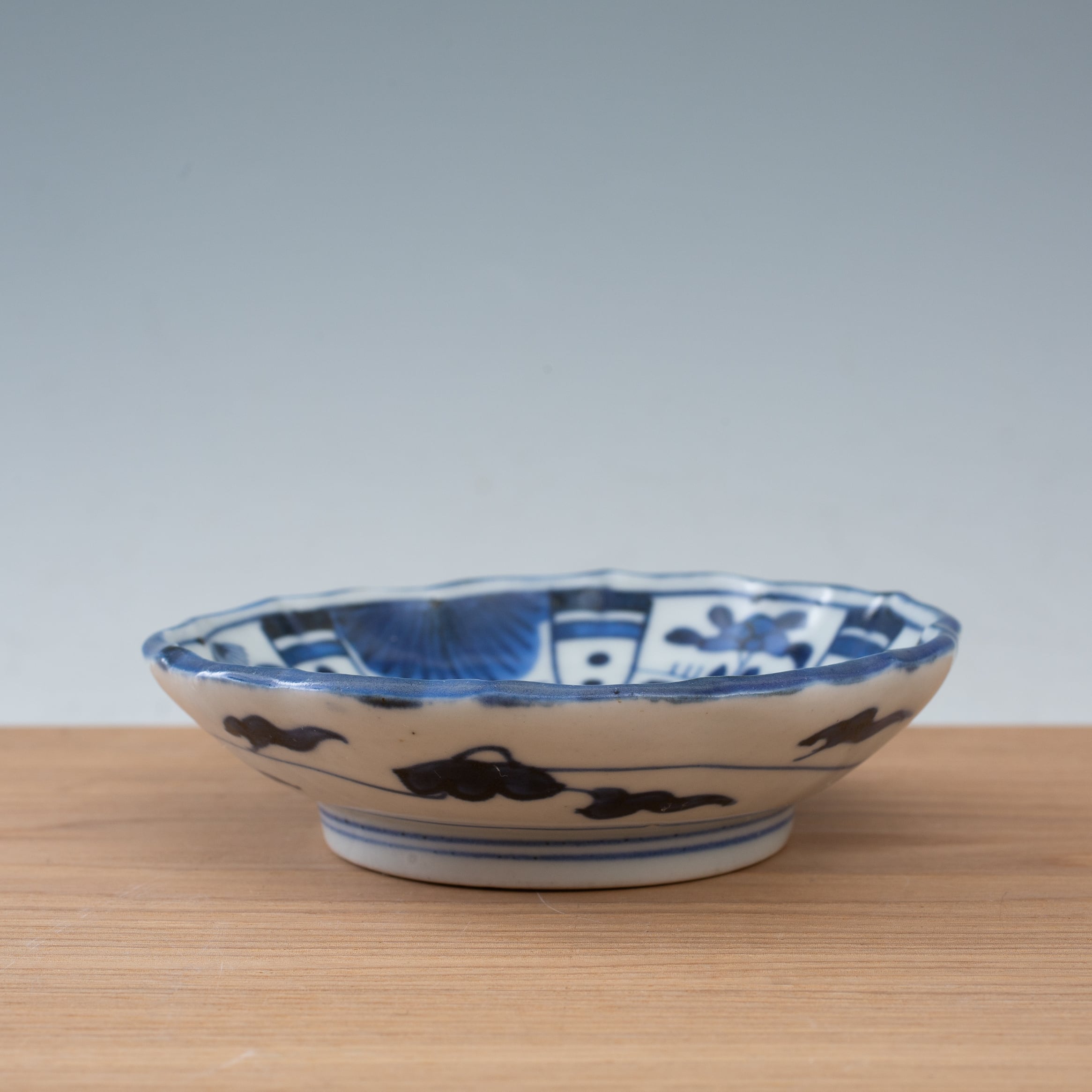 古伊万里 染付 芙蓉手 花鳥 小皿 中国古陶磁写 有田焼 伊万里焼 手塩皿