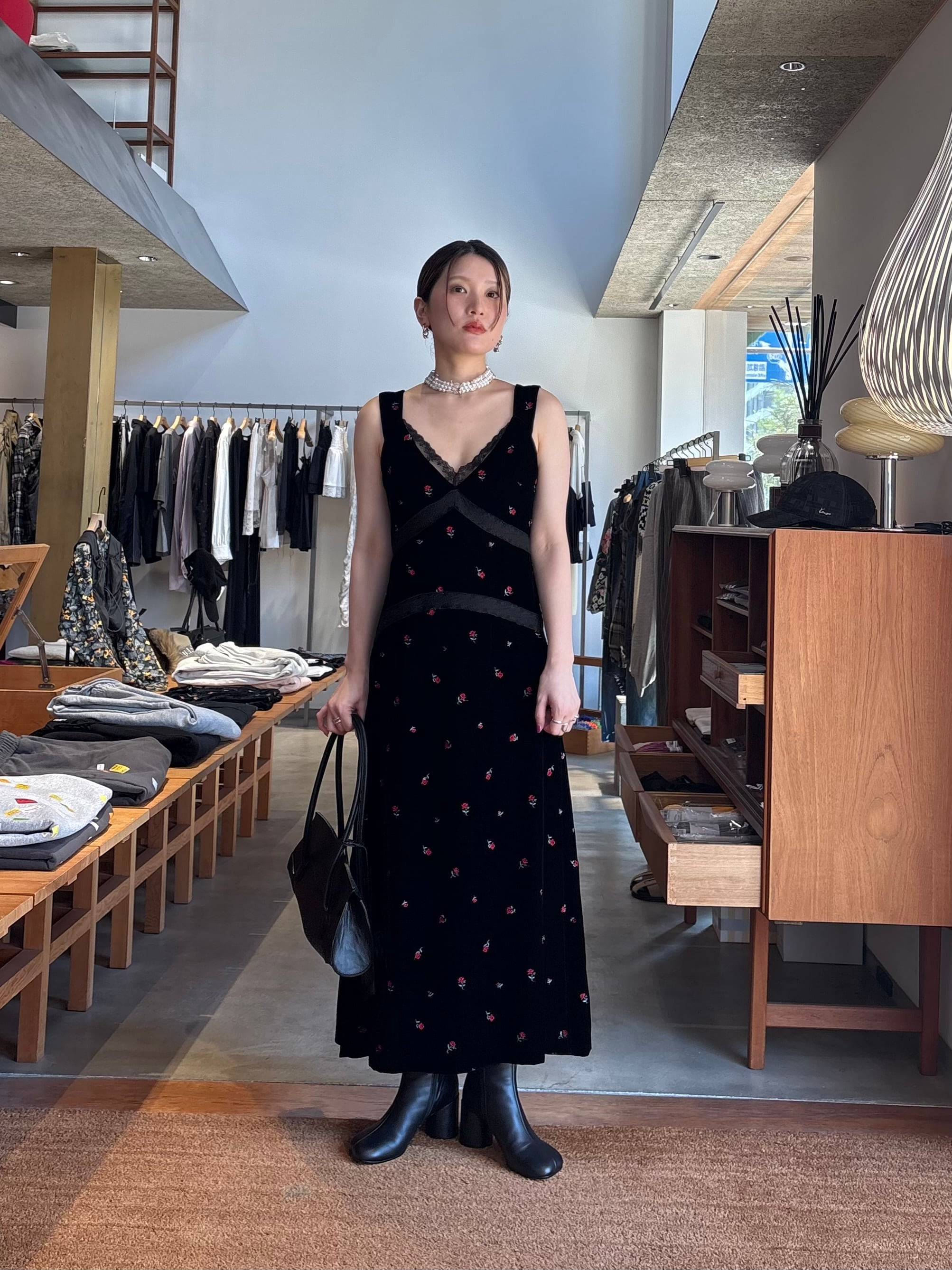 26AW | WOMEN】FETICO フェティコ / ドレス / ROSE EMBROIDERED VELVET