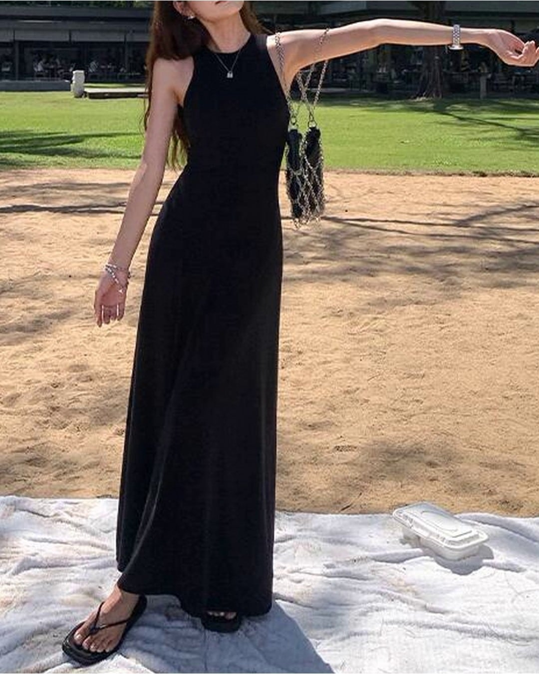 アメリカンスリーブロングワンピース S25018