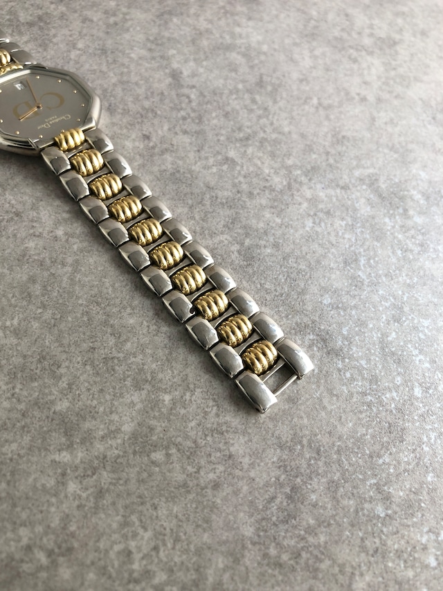 Christian Dior クリスチャン ディオール 腕時計 シルバー×ゴールド オクタゴン ステンレススチール クォーツ vintage ヴィンテージ オールド evzwxv