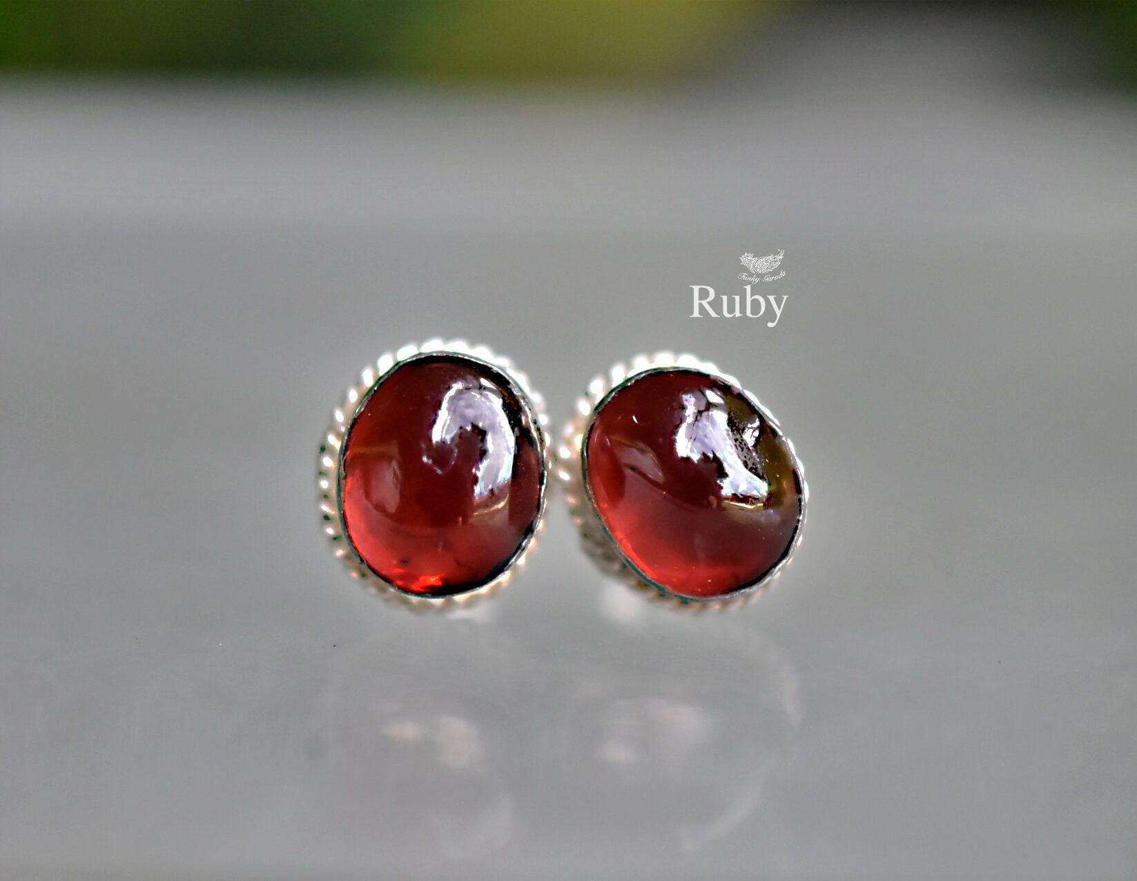 ディープ★ルビー シルバーピアス1256