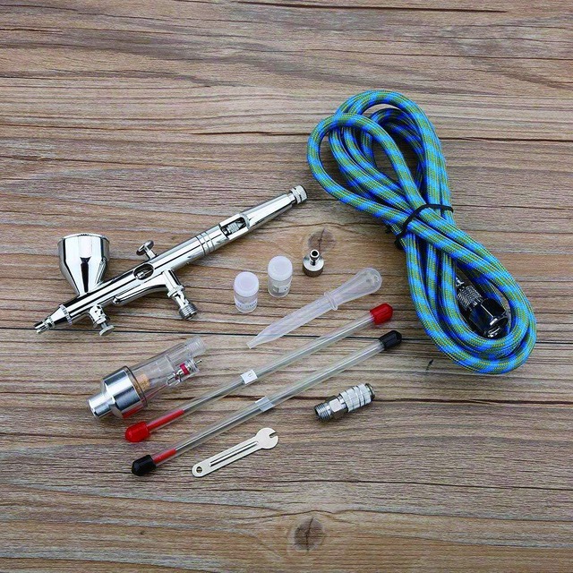 Ausuc エアブラシ ダブルアクション エアーブラシセット 重力式 3種類ノズル 0.2mm 0.3mm 0.5mm 9cc エアーフィルター付き 高精度 バイク プラモデル 模型 塗装