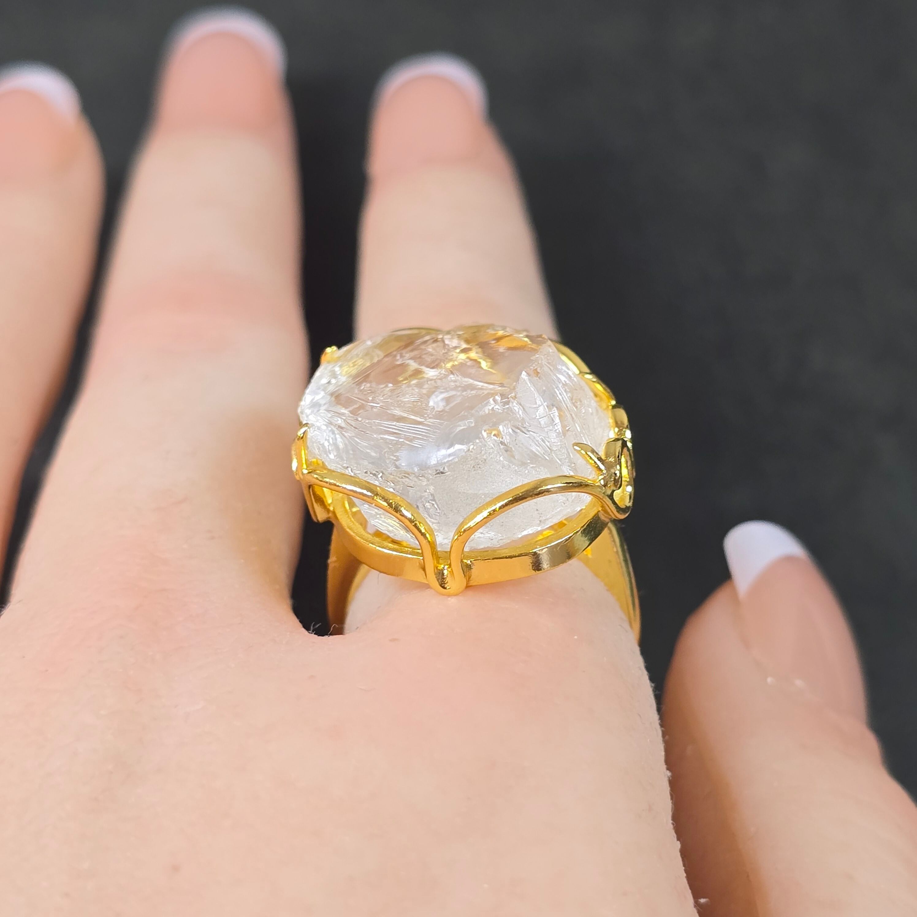 かっこみ水晶 リング かっこみ水晶 指輪 ゴールド ふりふり | Momi