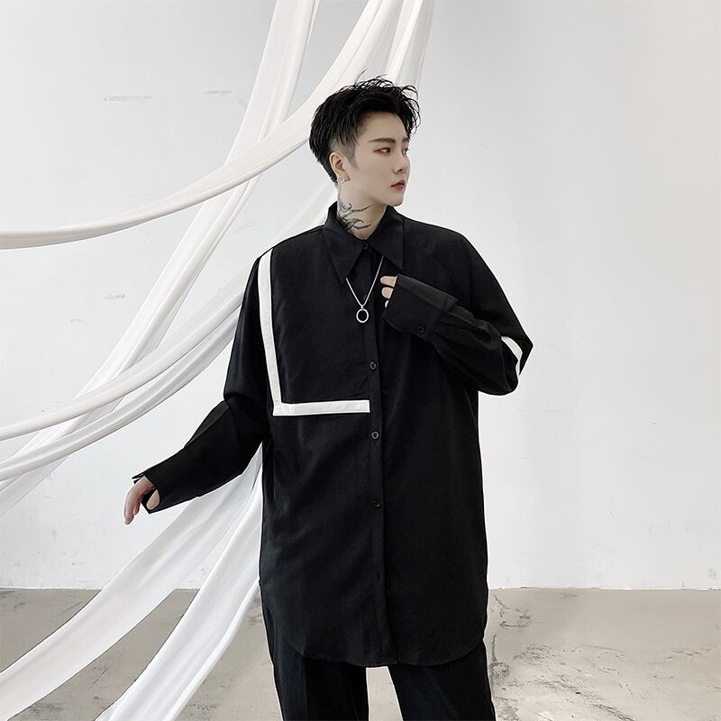 ジャケット メンズ モード系 黒シャツ スナップボタン 大人きれいめ おしゃれ かっこいい ストリート系 オルチャン 原宿系 10代 代 適切な価格