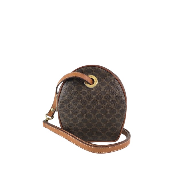 CELINE セリーヌ マカダム ショルダーバッグ ブラウン PVCレザー vintage ヴィンテージ オールド zhsca6