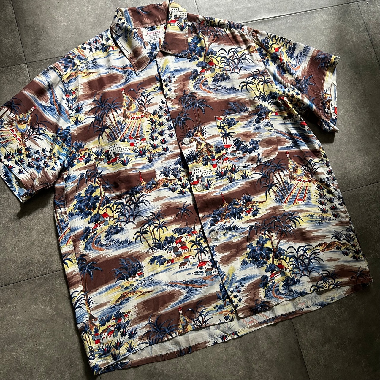 60s penneys ペニーズ アロハシャツ 日本製 レーヨン製 ブラウン 