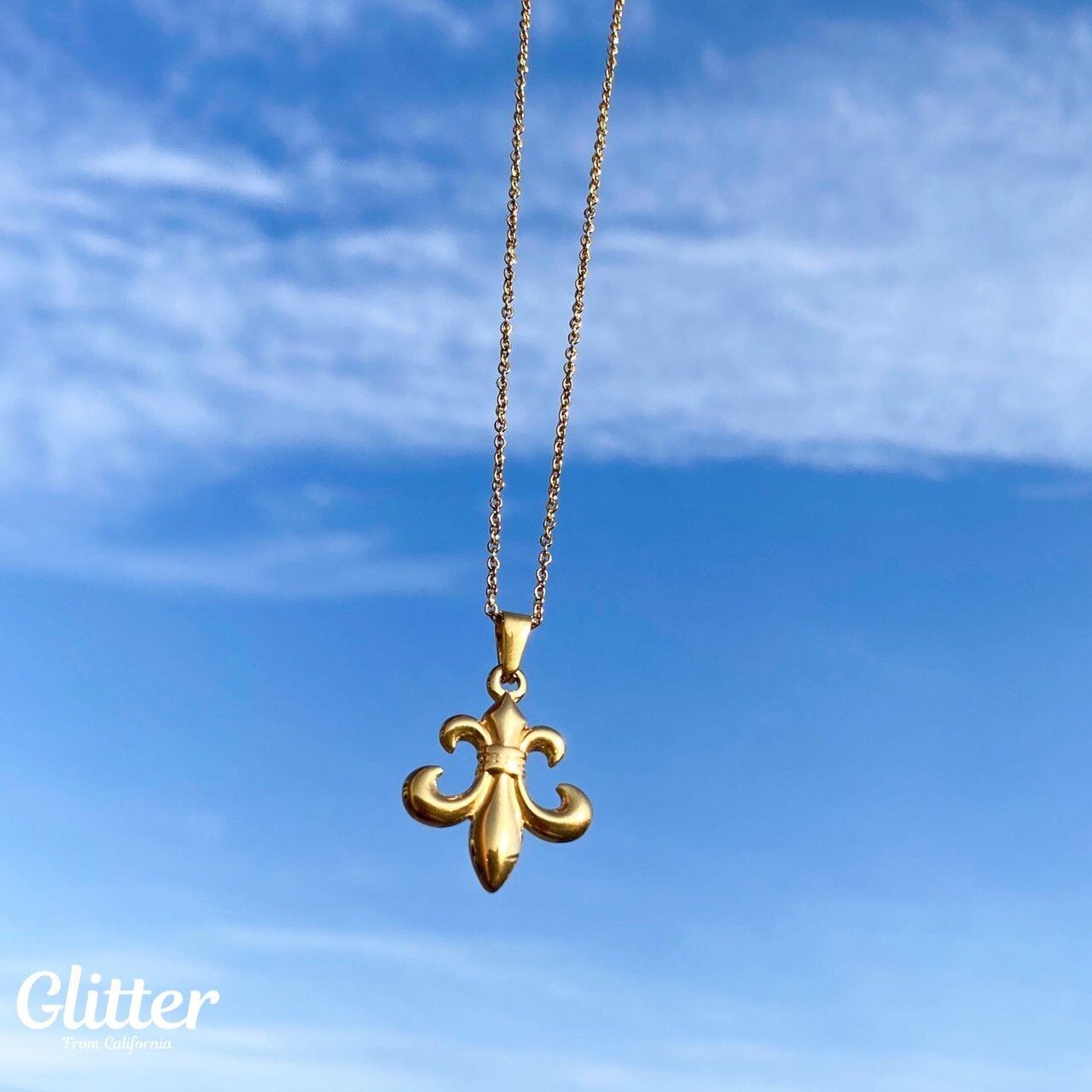 316L Fleur de lis charm necklace 【GOLD】 | Glitter