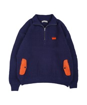 【#Re:room】NYRON PATCH HALF ZIP BIG KNIT［REK128］