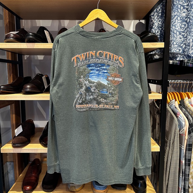 HARLEY-DAVIDSON "TWIN CITIES" 2007 OLD MODEL T-SHIRT GREEN XL USA