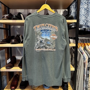 HARLEY-DAVIDSON "TWIN CITIES" 2007 OLD MODEL T-SHIRT GREEN XL USA