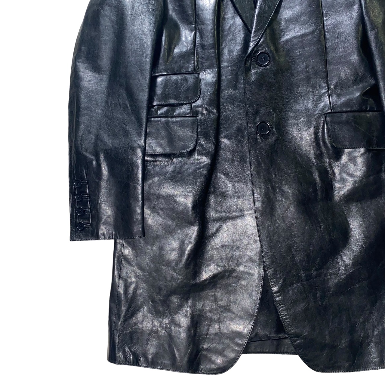 COSTUME NATIONAL HOMME black leather tailored coat