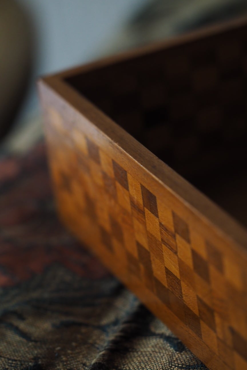 市松象嵌木箱-antique wood inlay box | アンティーク.ヴィンテージ