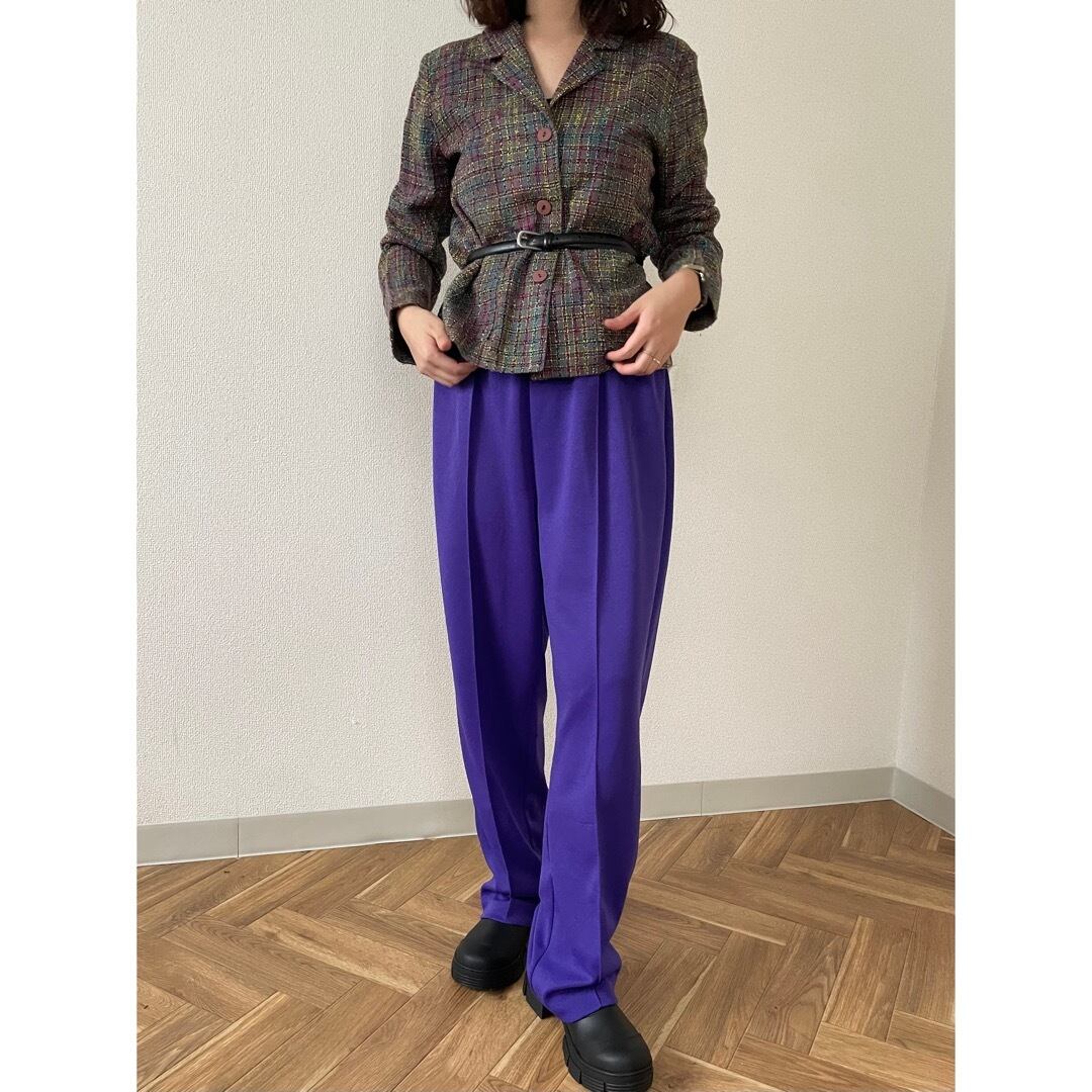 purple pants ｜ 紫 パープル パンツ センタープレス スラックス 古着