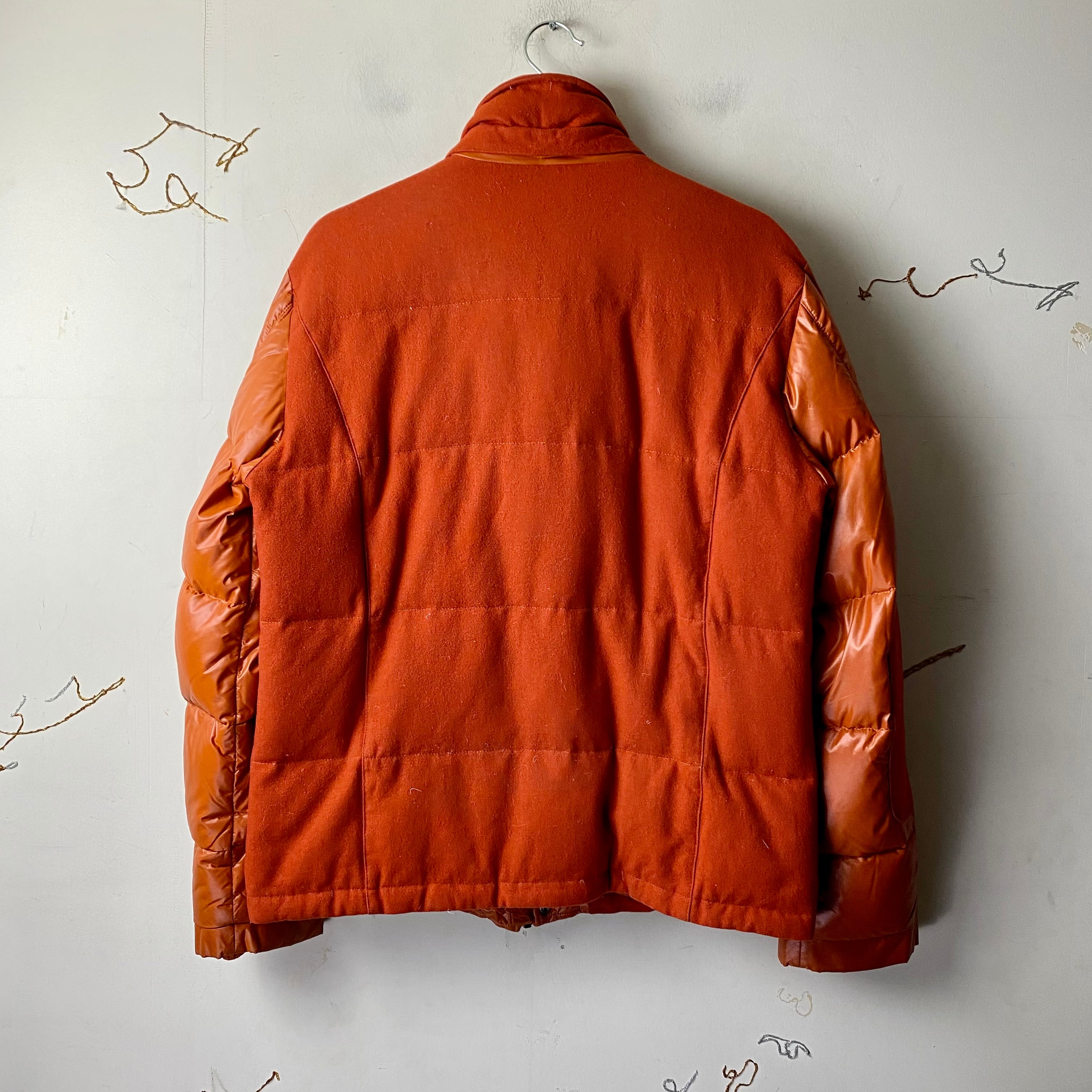 HUNTING WORLD orange color wool × nylon down jacket | NOIR ONLINE