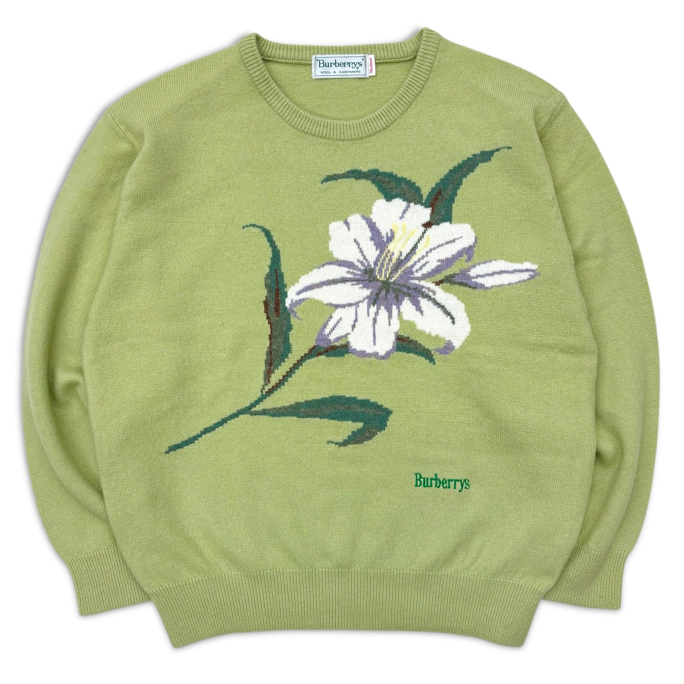 90s Burberrys knit バーバリー ニット レディース 花柄 | no pain no